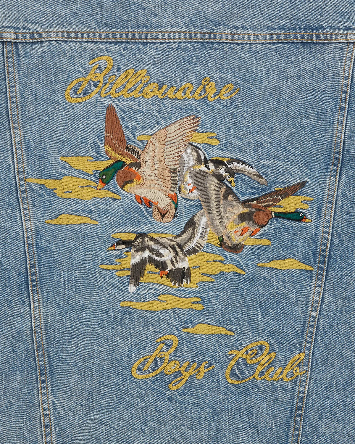 DUCK EMBROIDERED DENIM JACKET HEAVY WASH BLUE